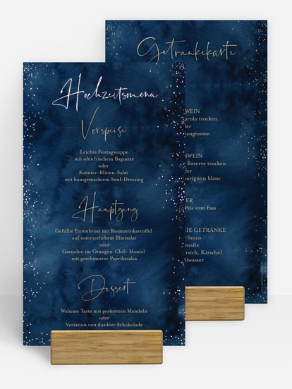 Menükarte Hochzeit Night Sky