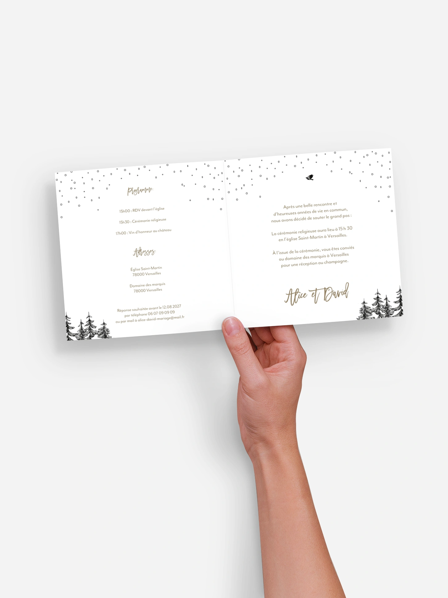 Faire-part de mariage Forêt de pins
