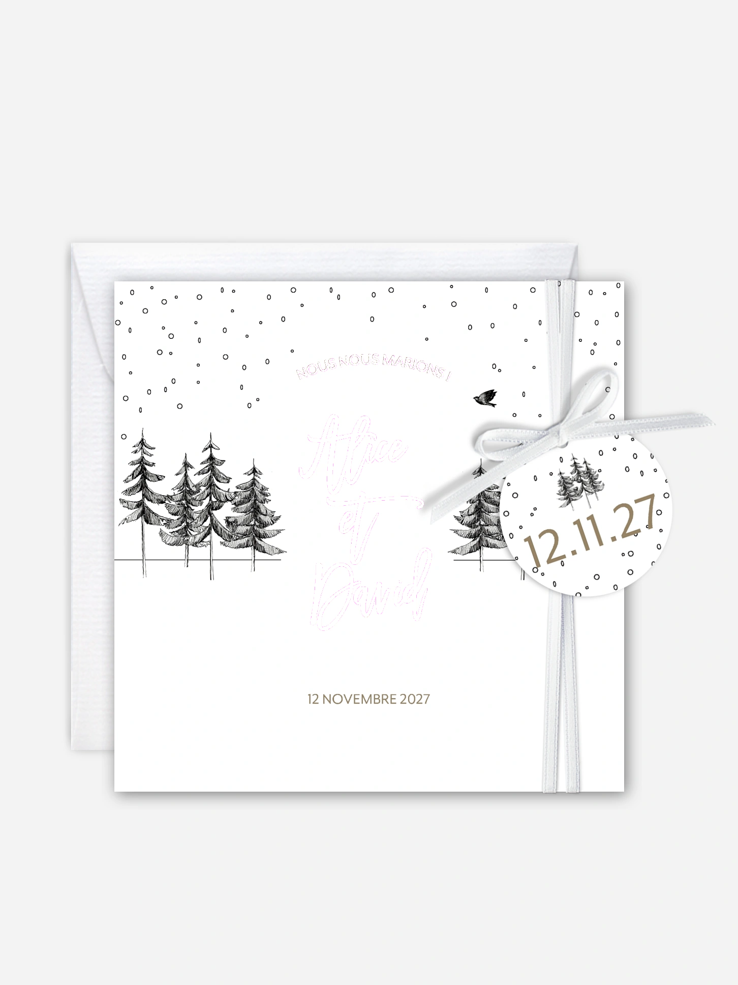 Faire-part de mariage Forêt de pins
