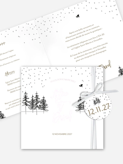 Faire-part de mariage Forêt de pins