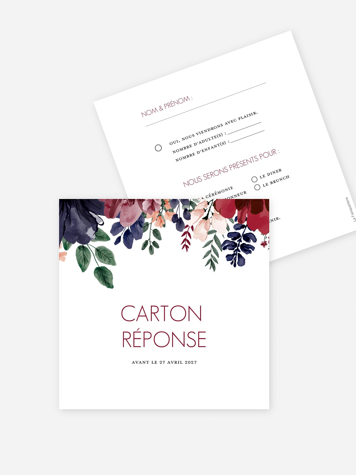 Carton réponse Bouquet rouge