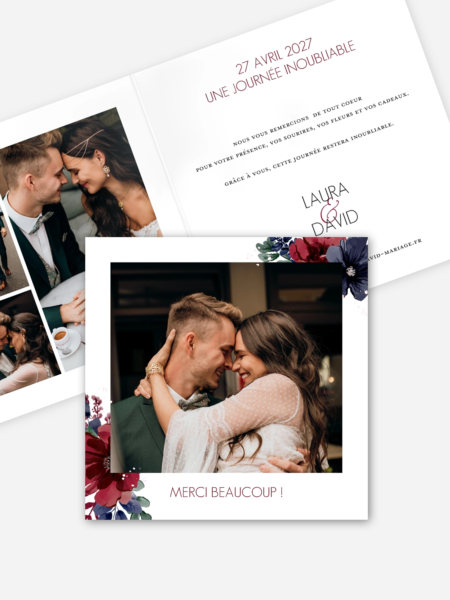 Carte de remerciements Bouquet rouge
