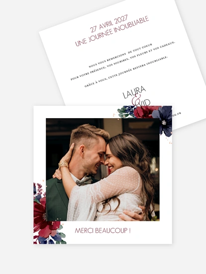 Carte de remerciements Bouquet rouge