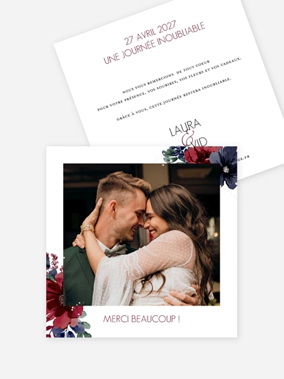 Carte de remerciements Bouquet rouge