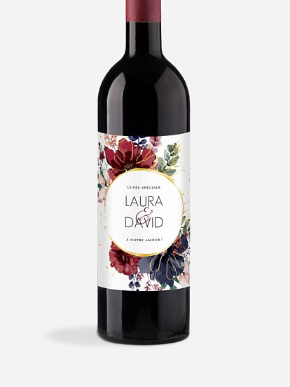 Étiquette bouteille Bouquet rouge