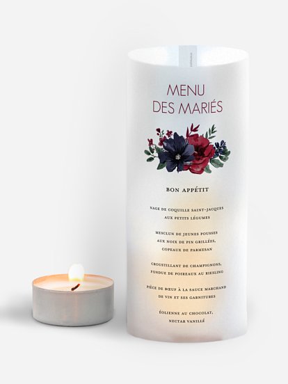 Menu mariage Bouquet rouge