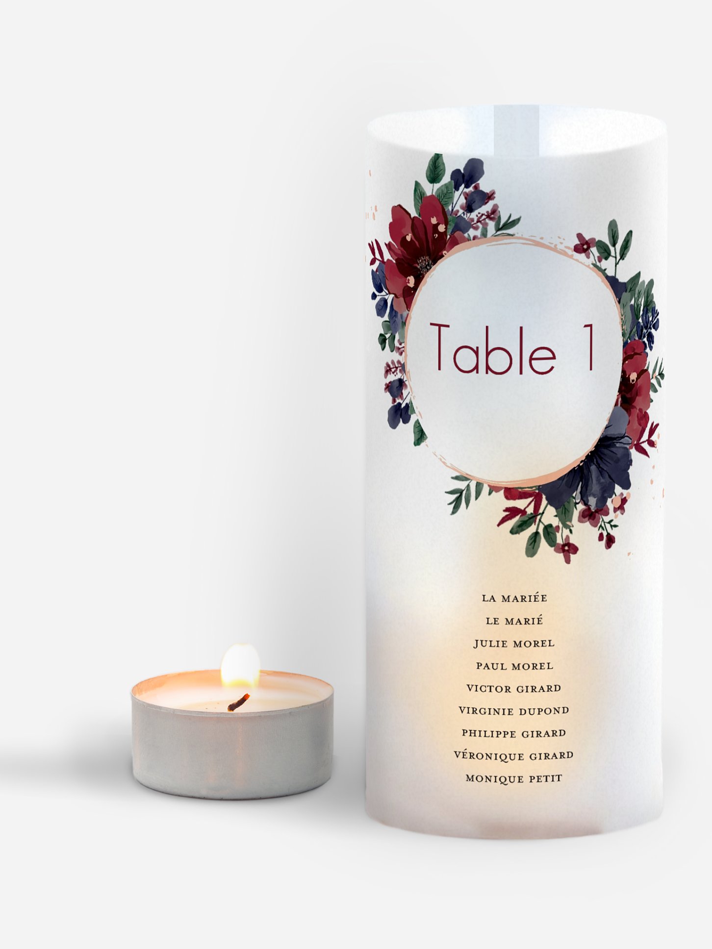 Nom de table mariage Bouquet rouge