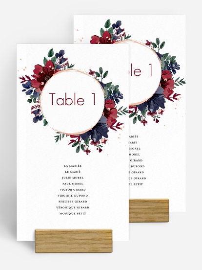 Nom de table mariage Bouquet rouge