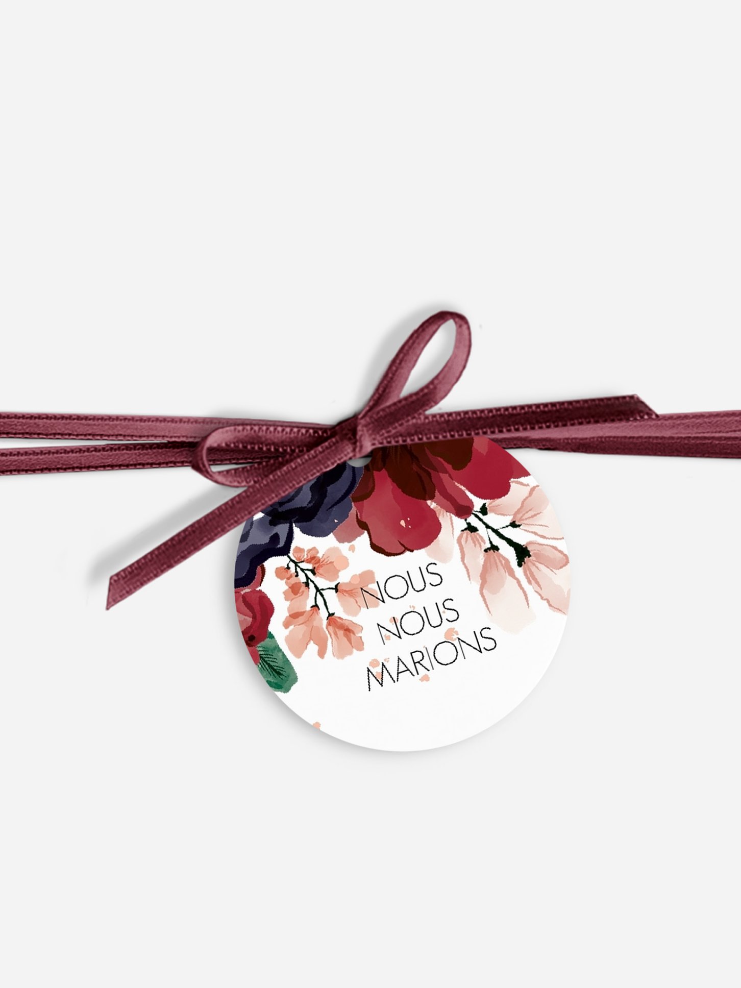Étiquette avec ruban Bouquet rouge