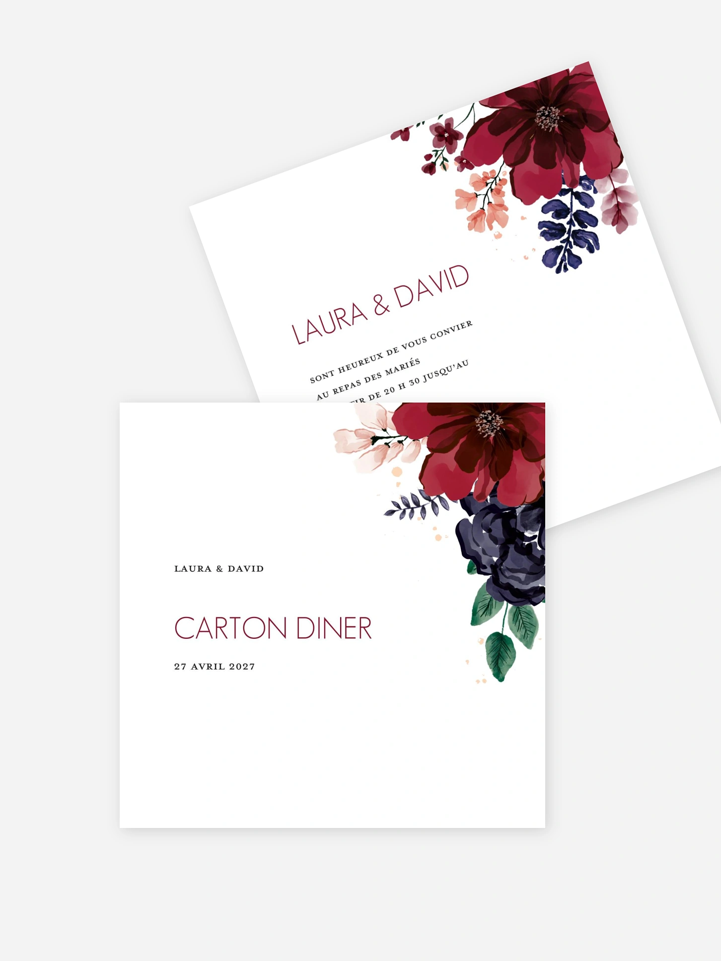 Carton d'invitation Bouquet rouge