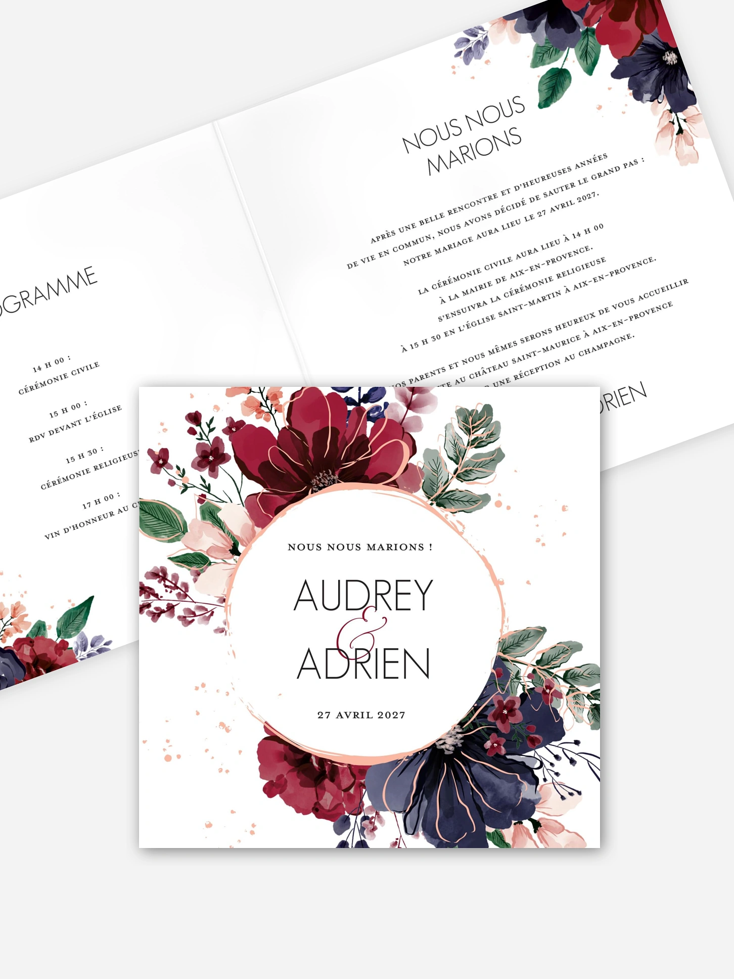 Faire-part de mariage Bouquet rouge