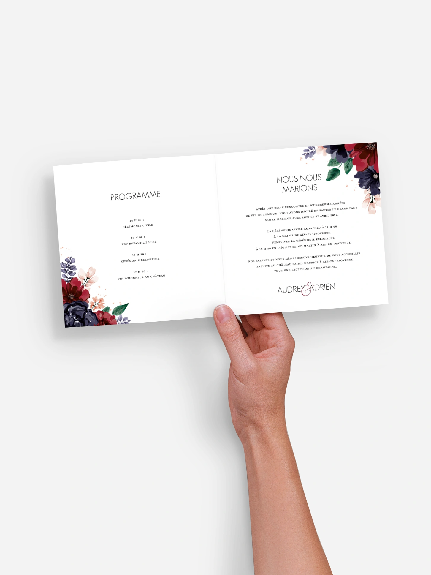 Faire-part de mariage Bouquet rouge