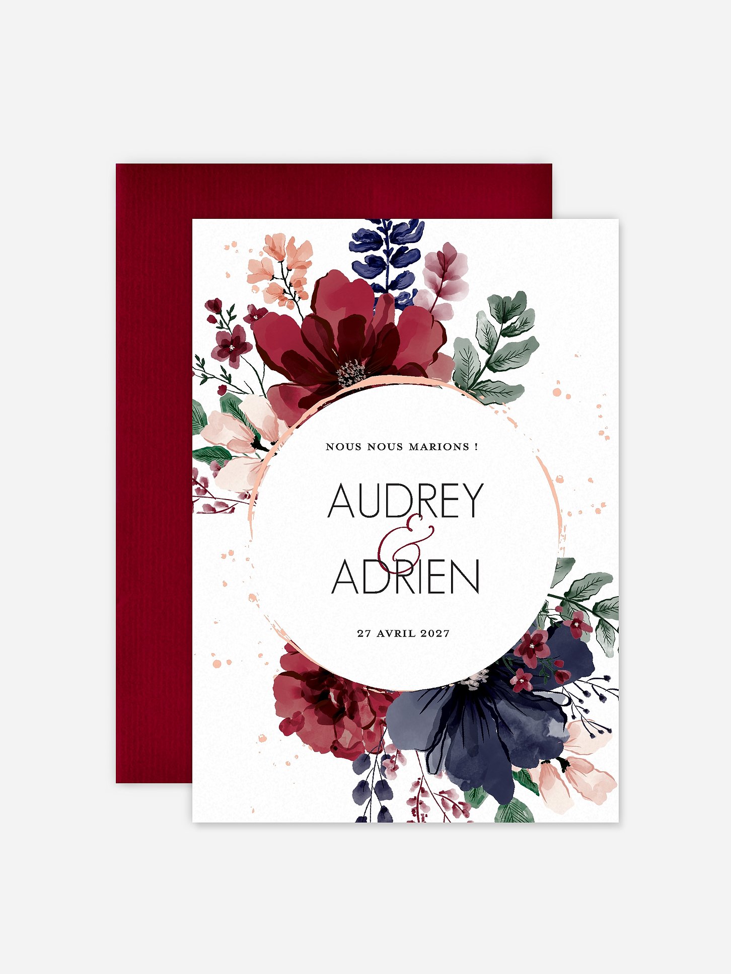 Faire-part de mariage Bouquet rouge