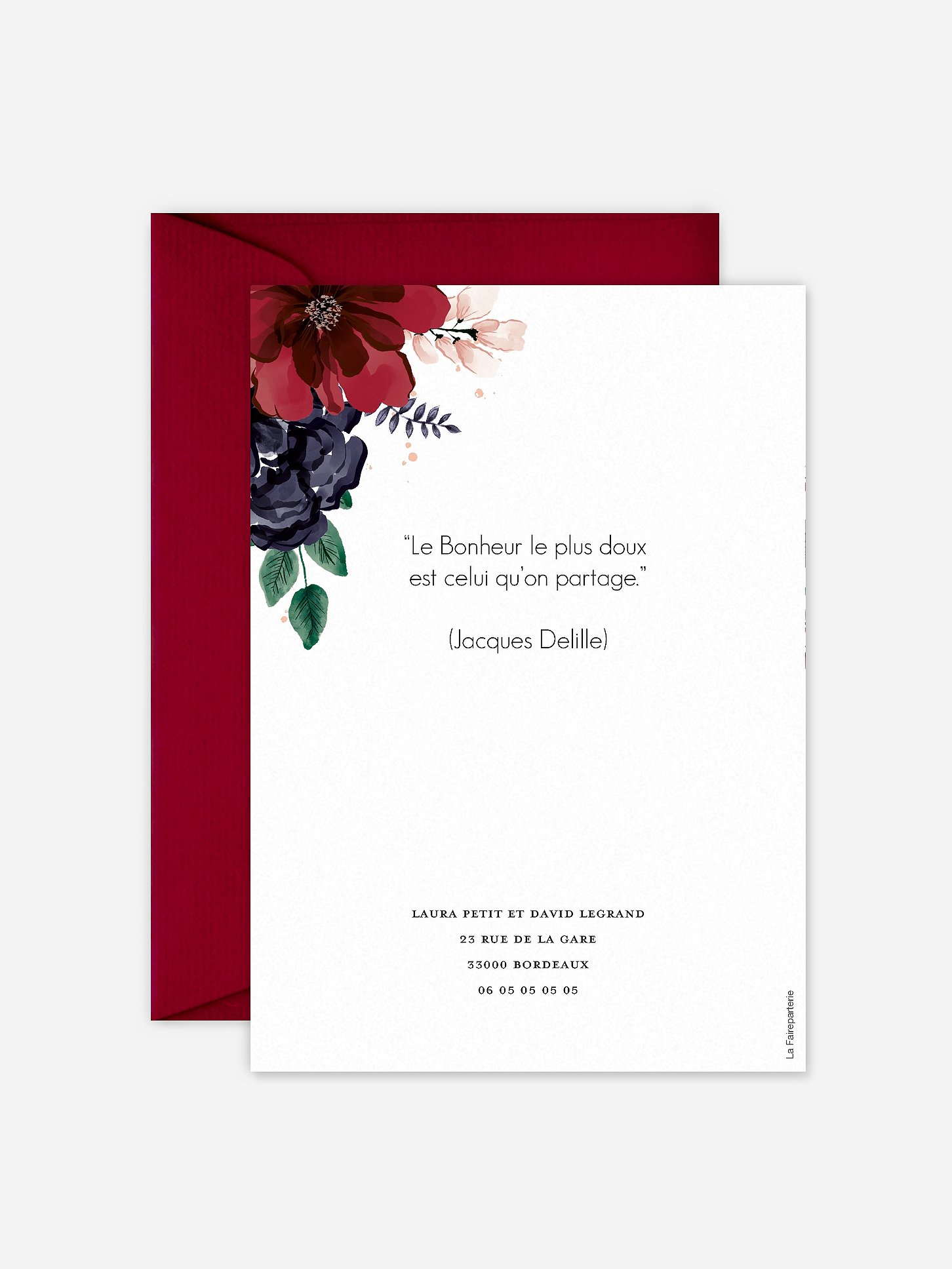 Faire-part de mariage Bouquet rouge