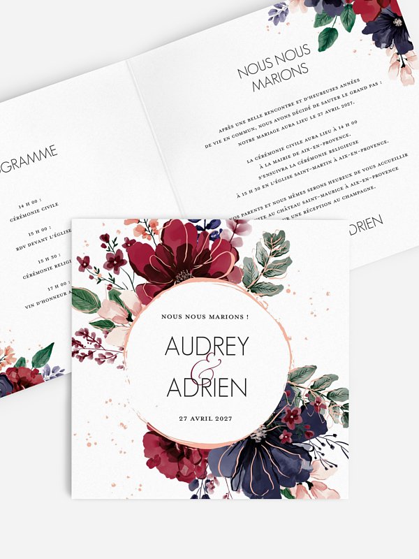 Faire-part de mariage Bouquet rouge