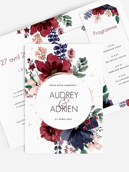 Faire-part de mariage Bouquet rouge