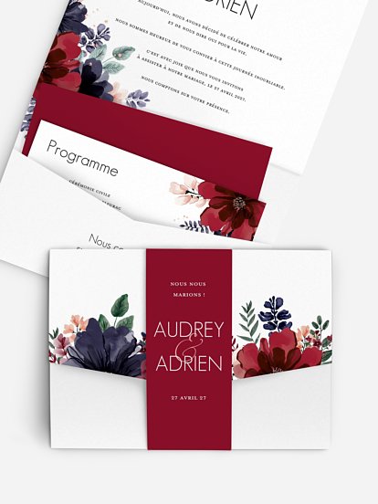 Faire-part de mariage Bouquet rouge