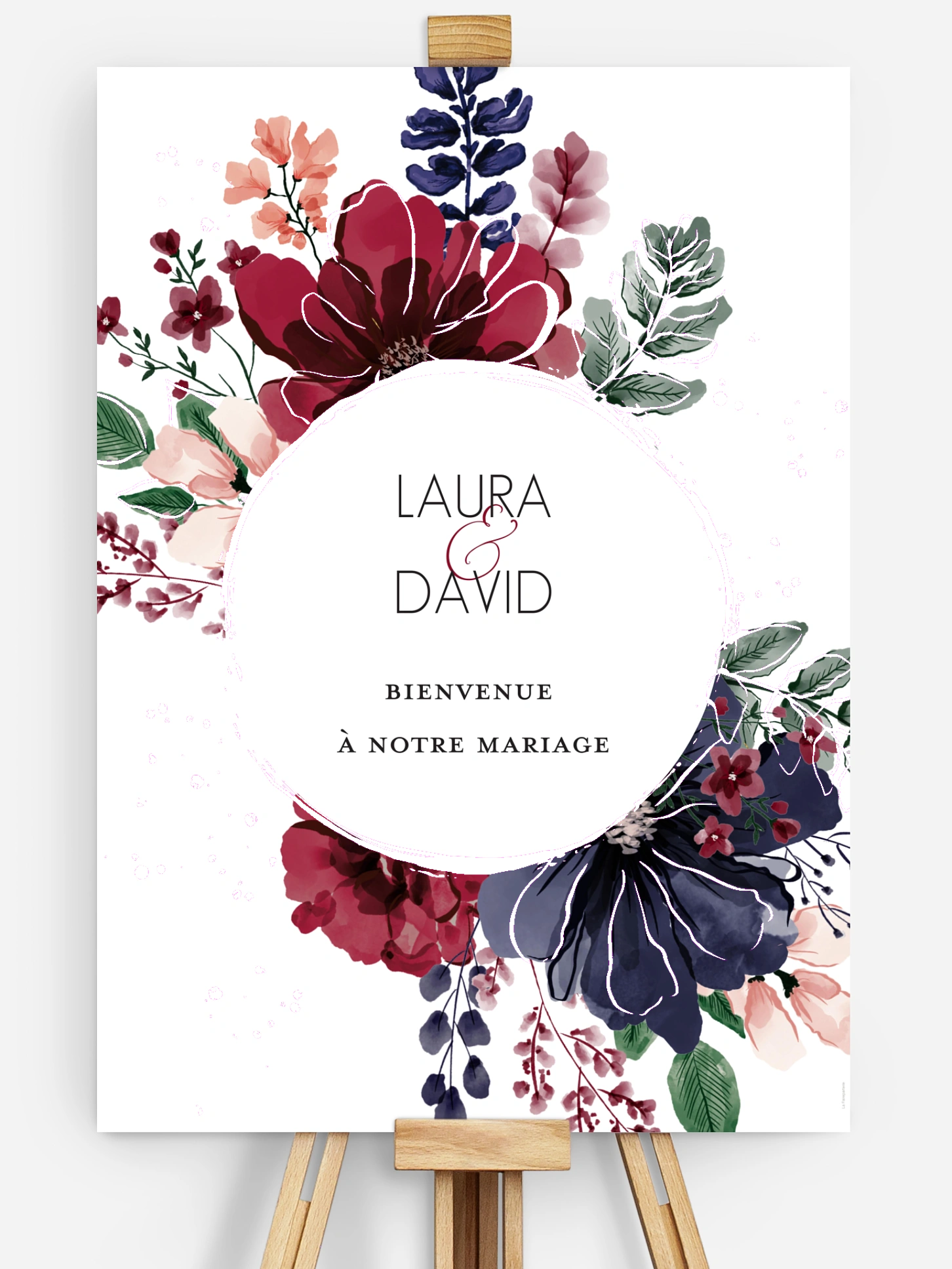 Poster bienvenue mariage Bouquet rouge