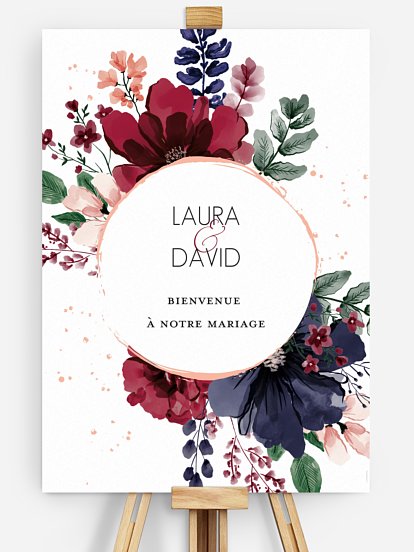 Poster bienvenue mariage Bouquet rouge