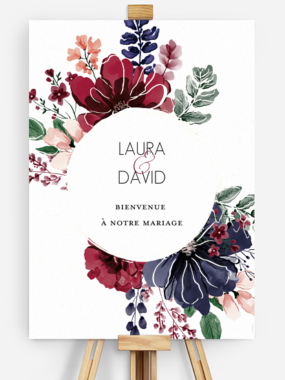 Poster bienvenue mariage Bouquet rouge