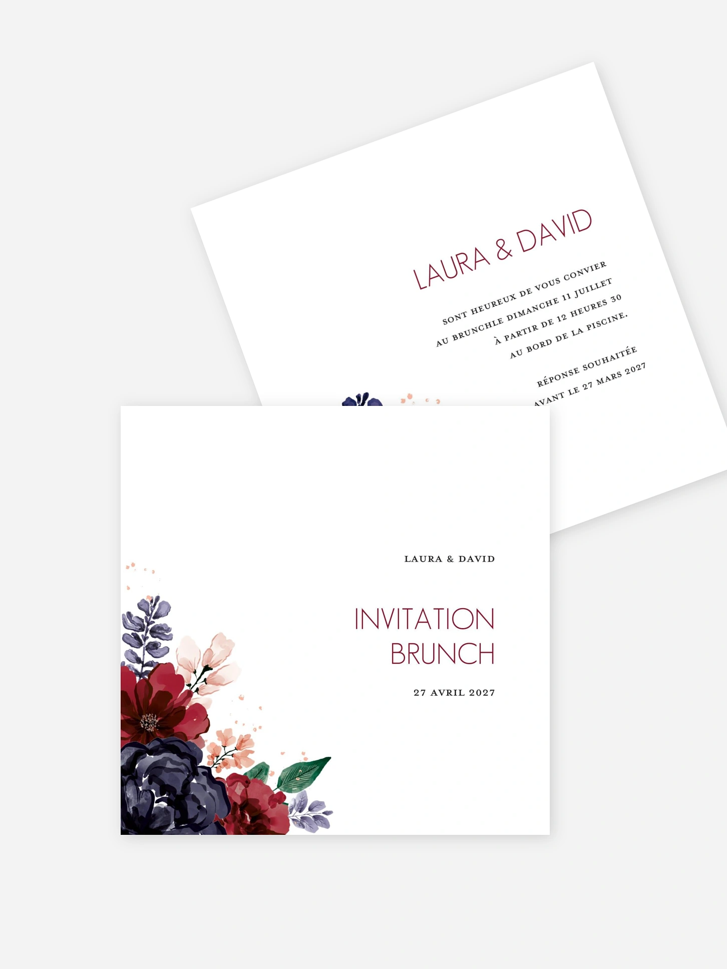 Carte brunch Bouquet rouge
