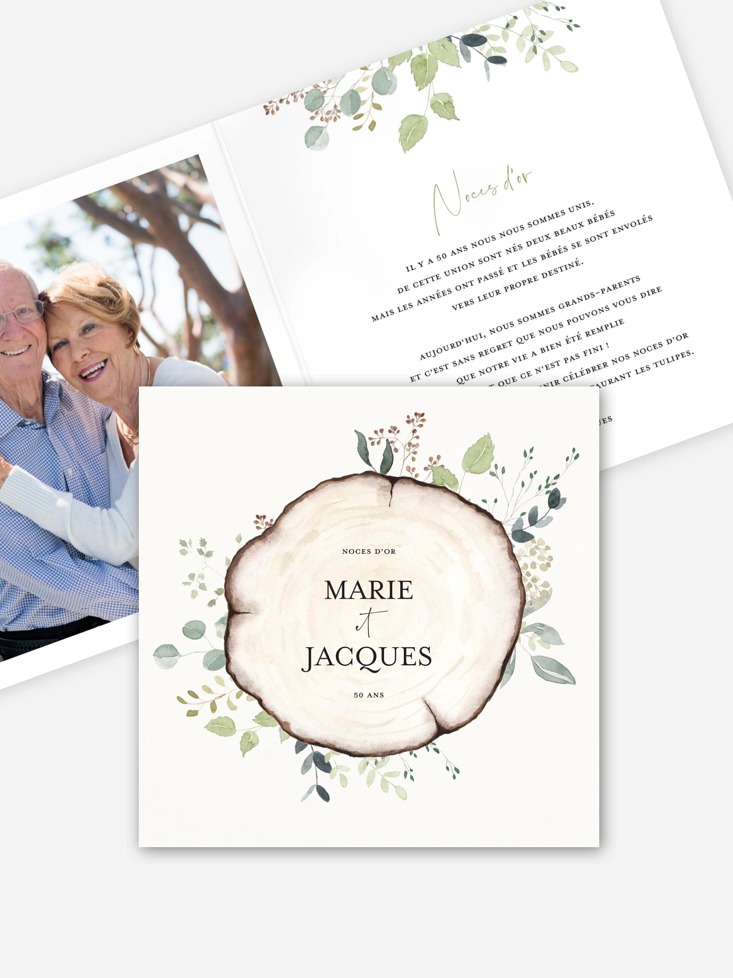 Invitation anniversaire mariage 50 ans Amour des bois