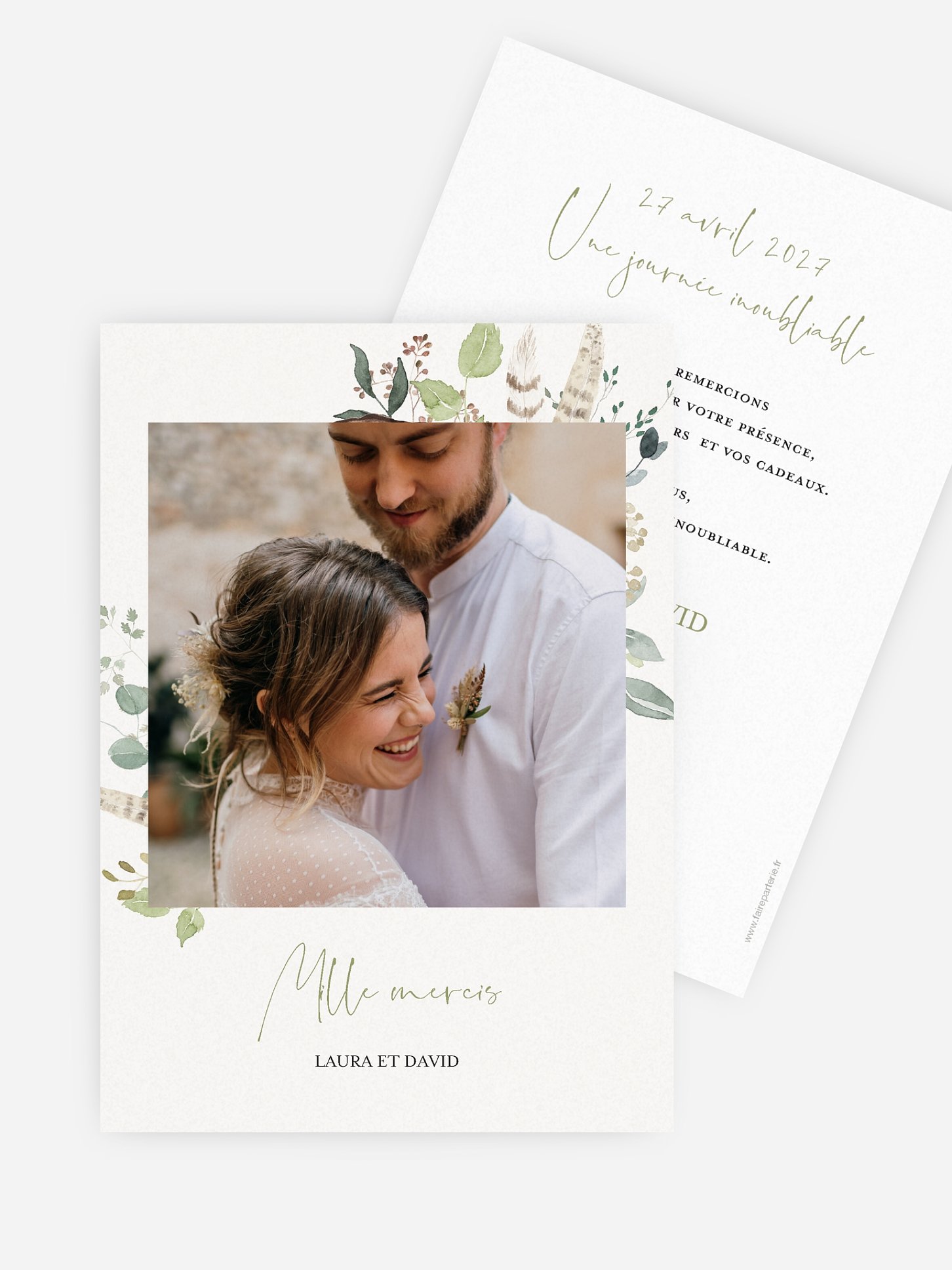 Carte de remerciements Amour des bois