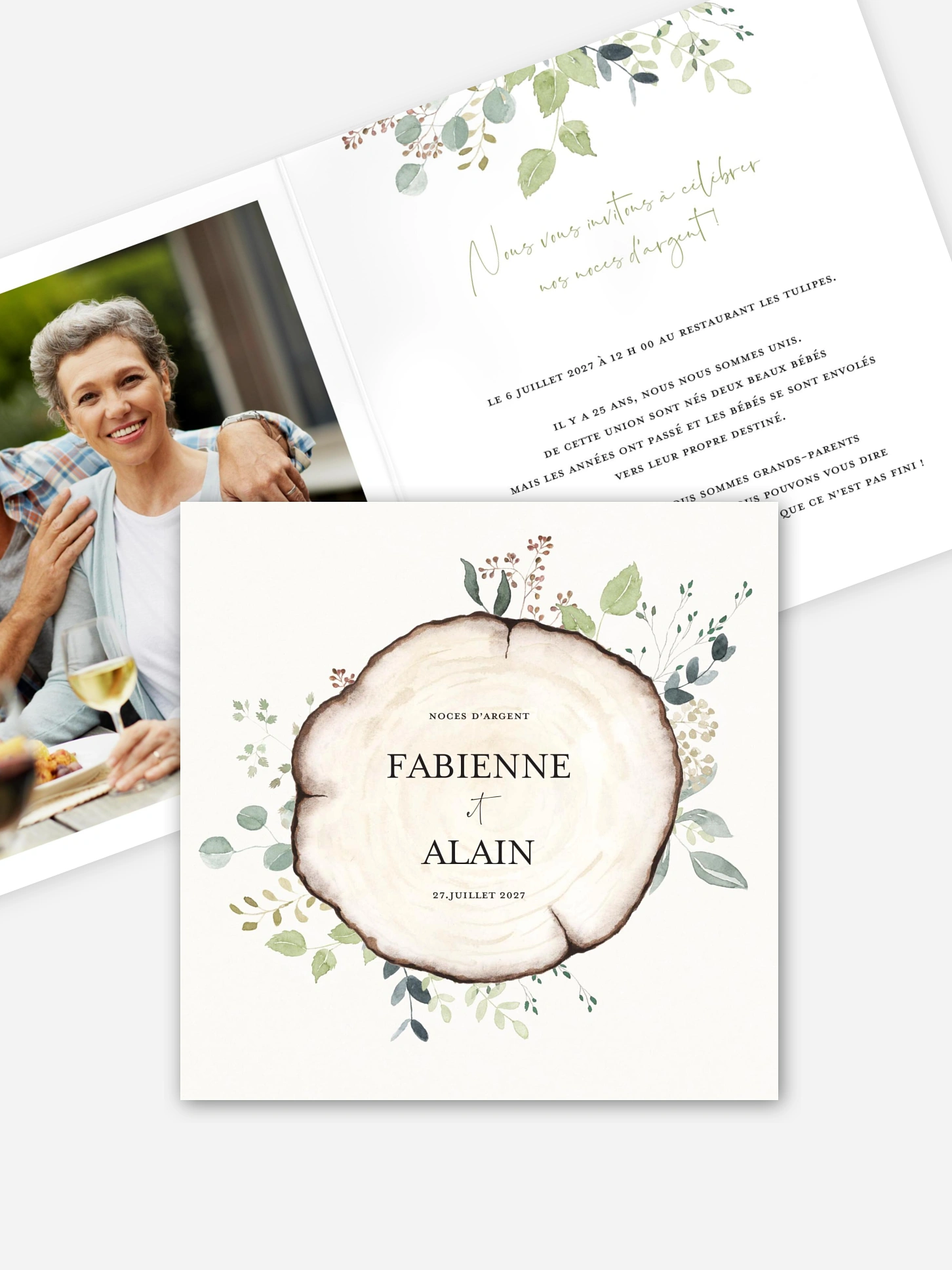 Invitation anniversaire mariage 25 ans Amour des bois