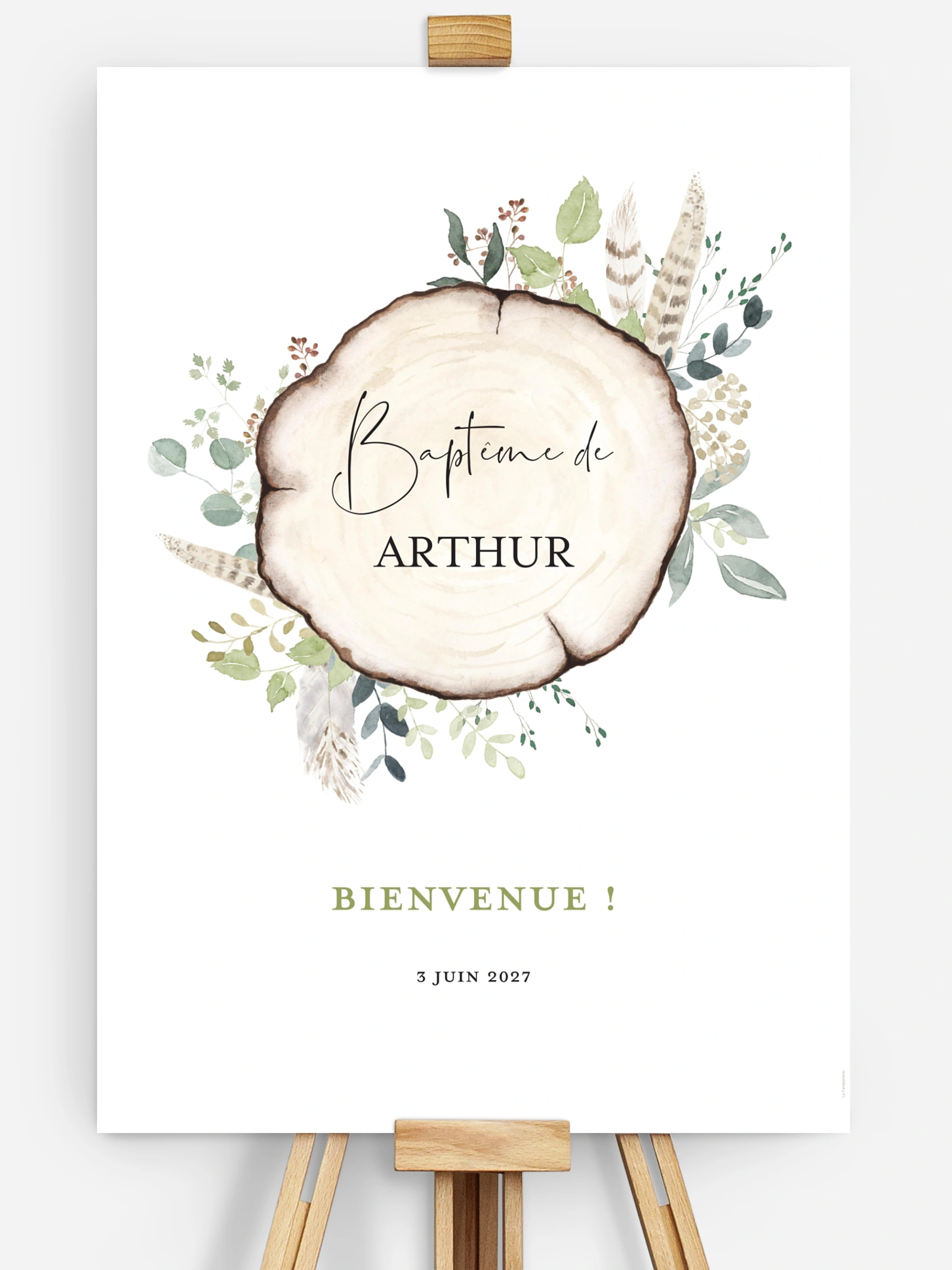 Poster bienvenue baptême Amour des bois