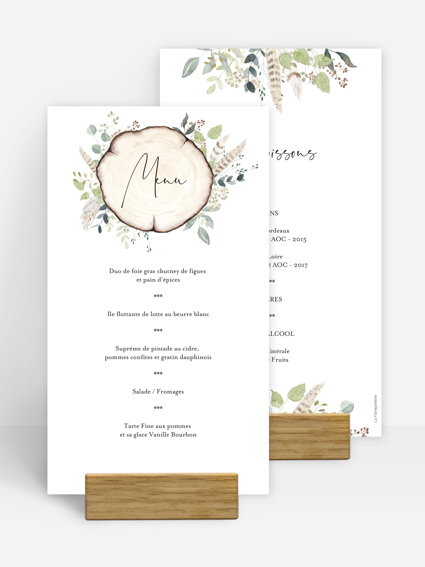Menu baptême Amour des bois