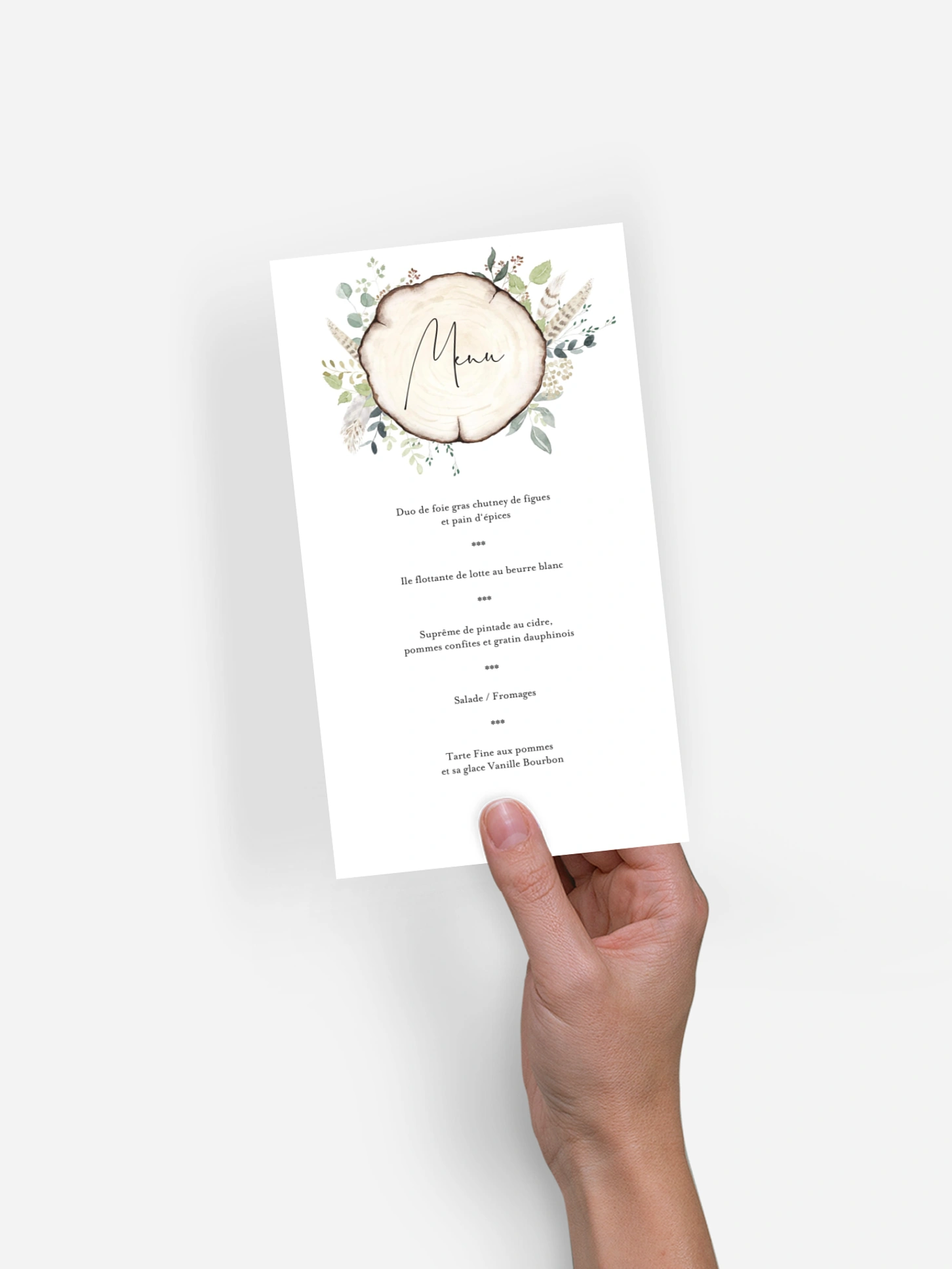 Menu baptême Amour des bois