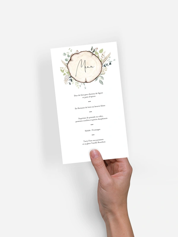 Menu baptême Amour des bois