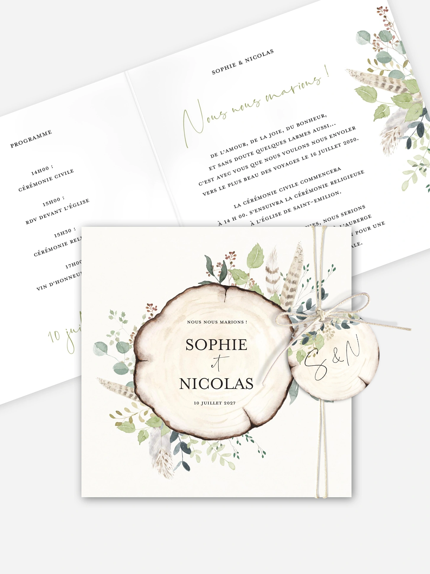 Faire-part de mariage Amour des bois