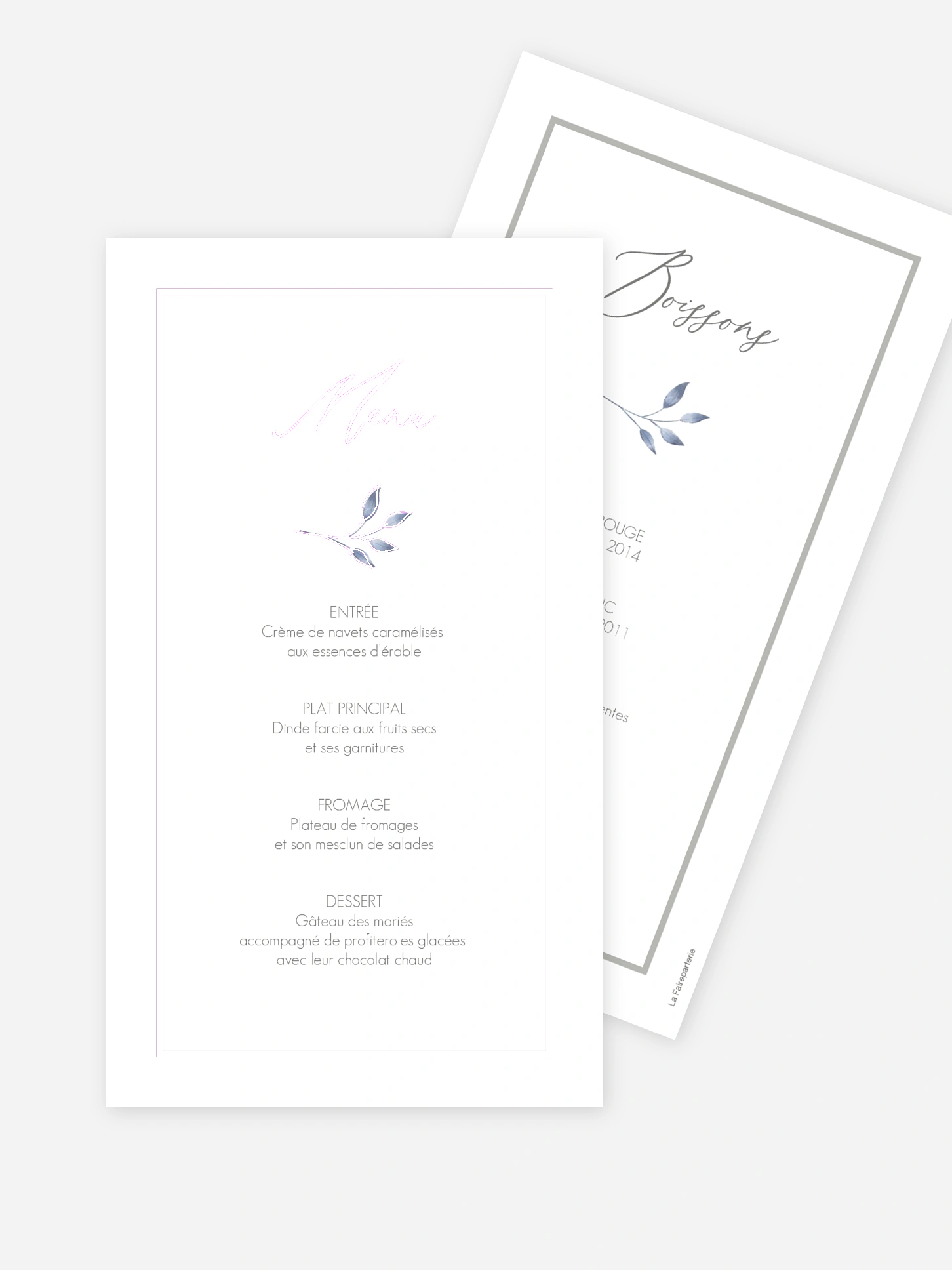 Menu mariage Fleurs délicates
