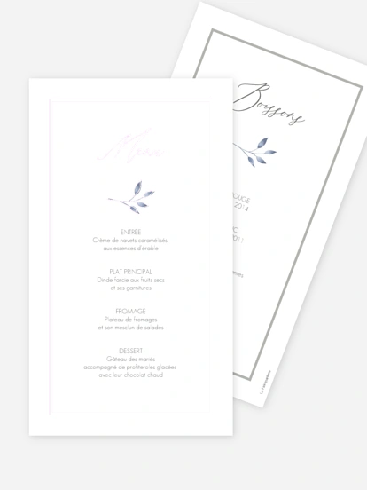 Menu mariage Fleurs délicates