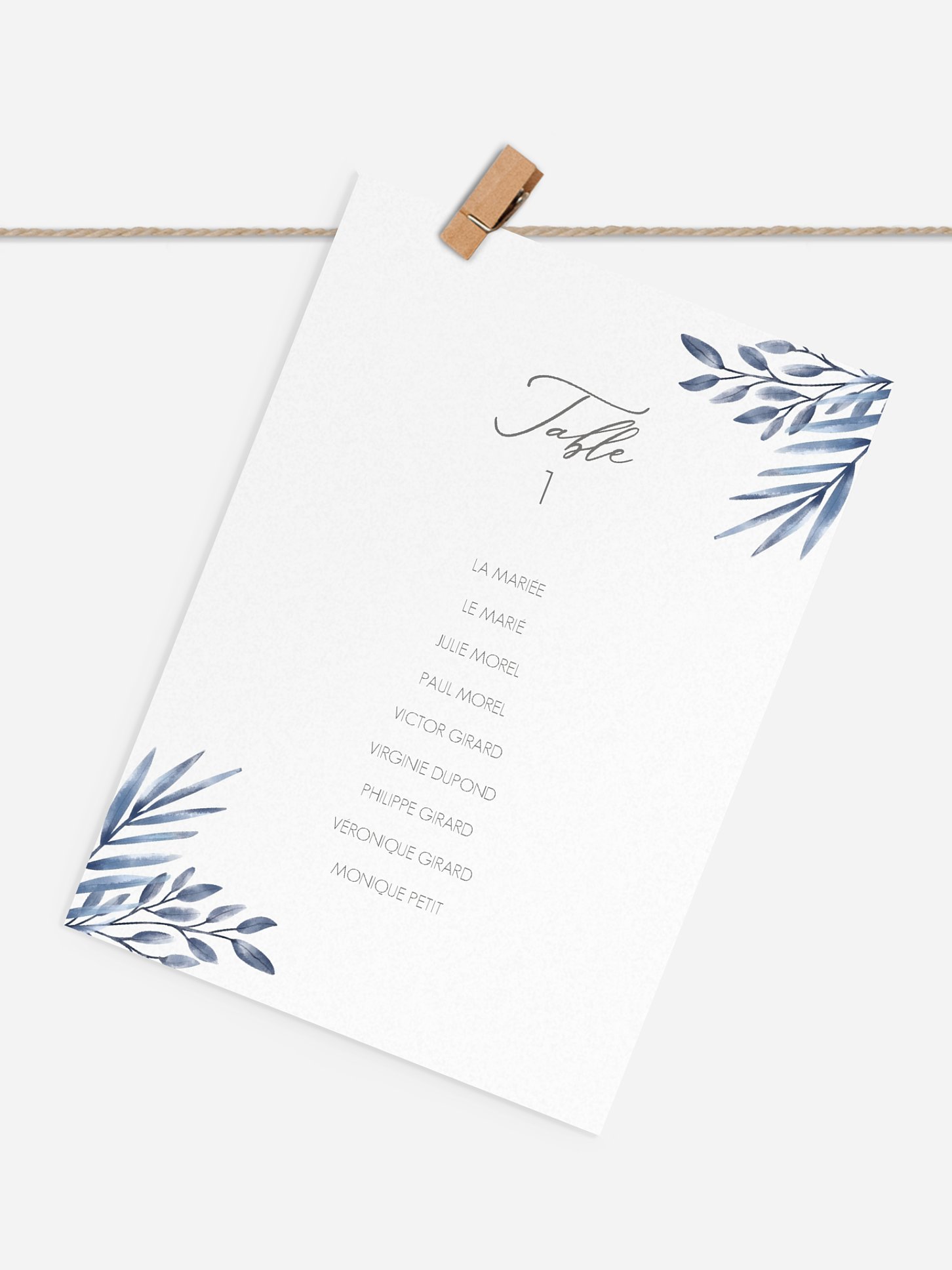 Cartons plan de table mariage Fleurs délicates