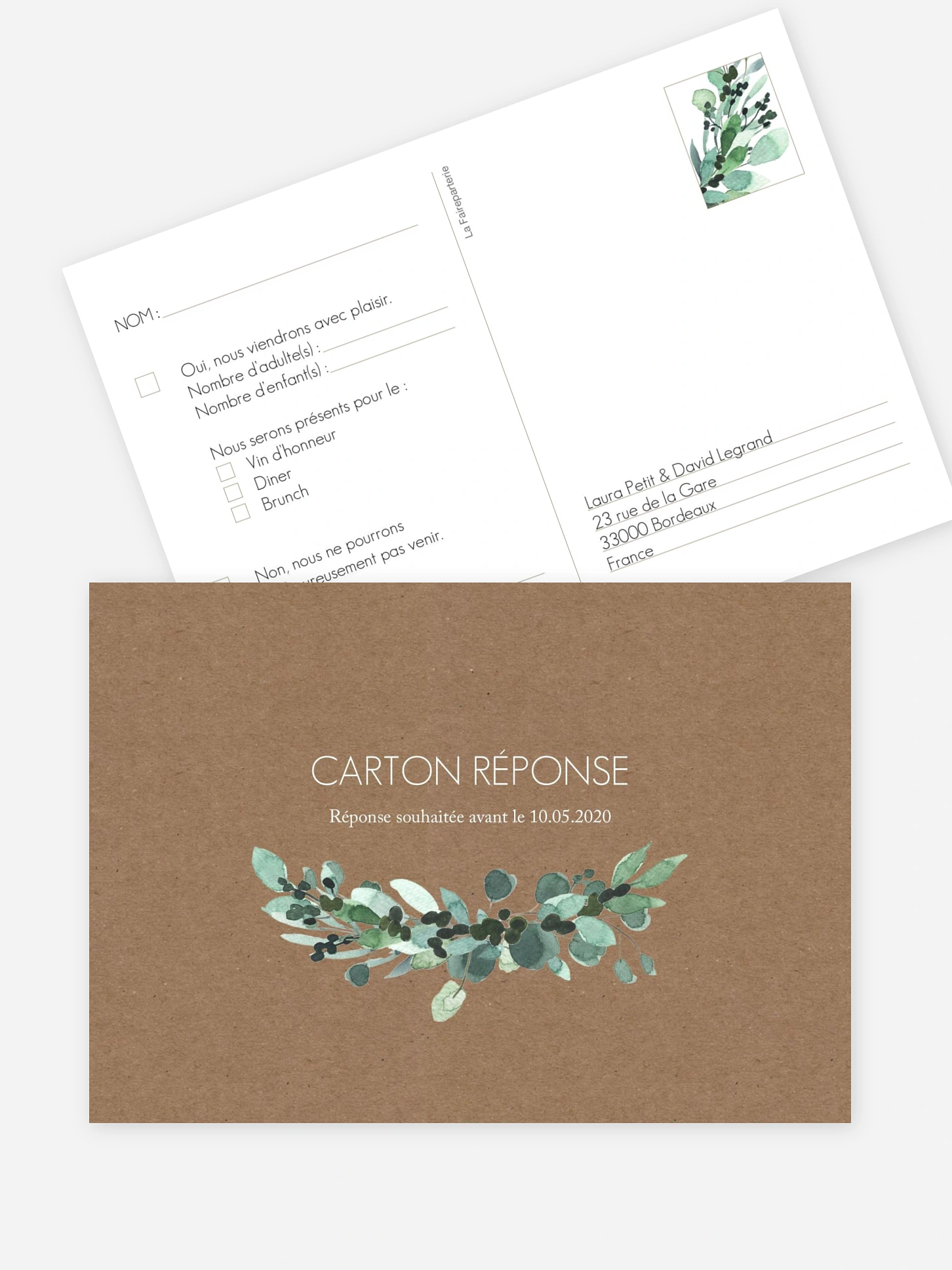 Carton réponse All the greenery effet kraft