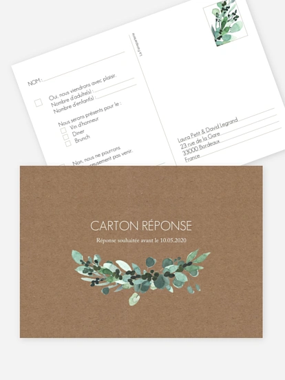 Carton réponse All the greenery effet kraft