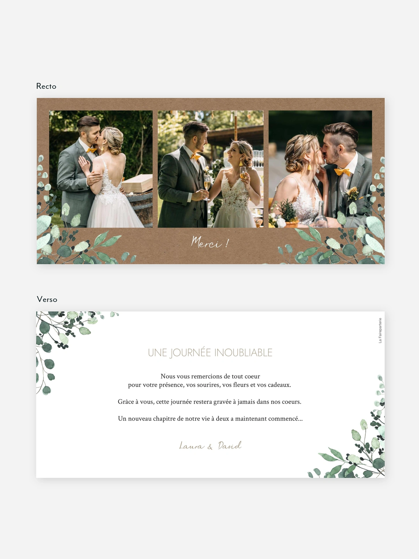 Carte de remerciements All the greenery effet kraft