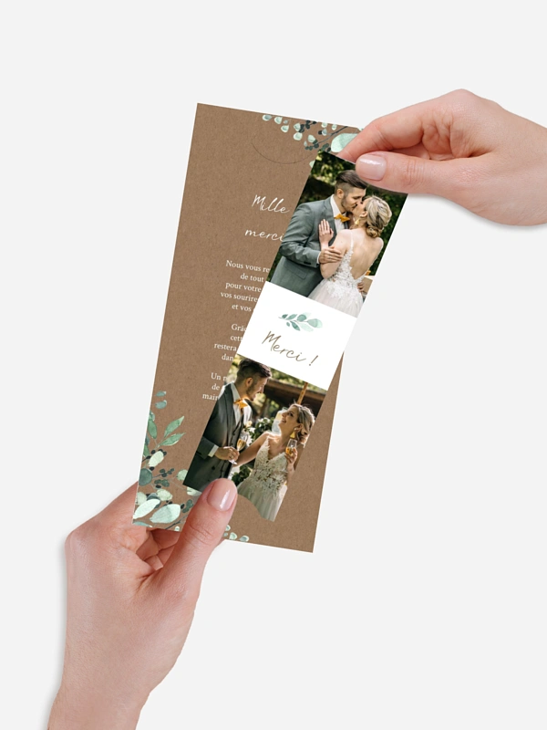Carte de remerciements All the greenery effet kraft