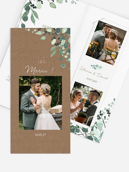 Carte de remerciements All the greenery effet kraft