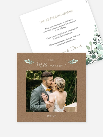 Carte de remerciements All the greenery effet kraft