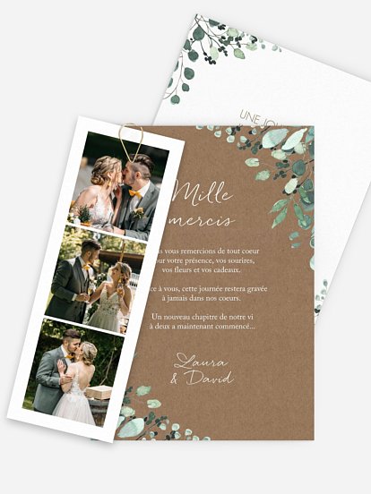 Carte de remerciements All the greenery effet kraft