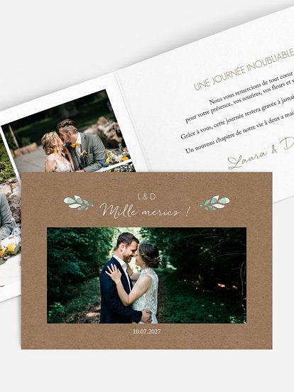 Carte de remerciements All the greenery effet kraft