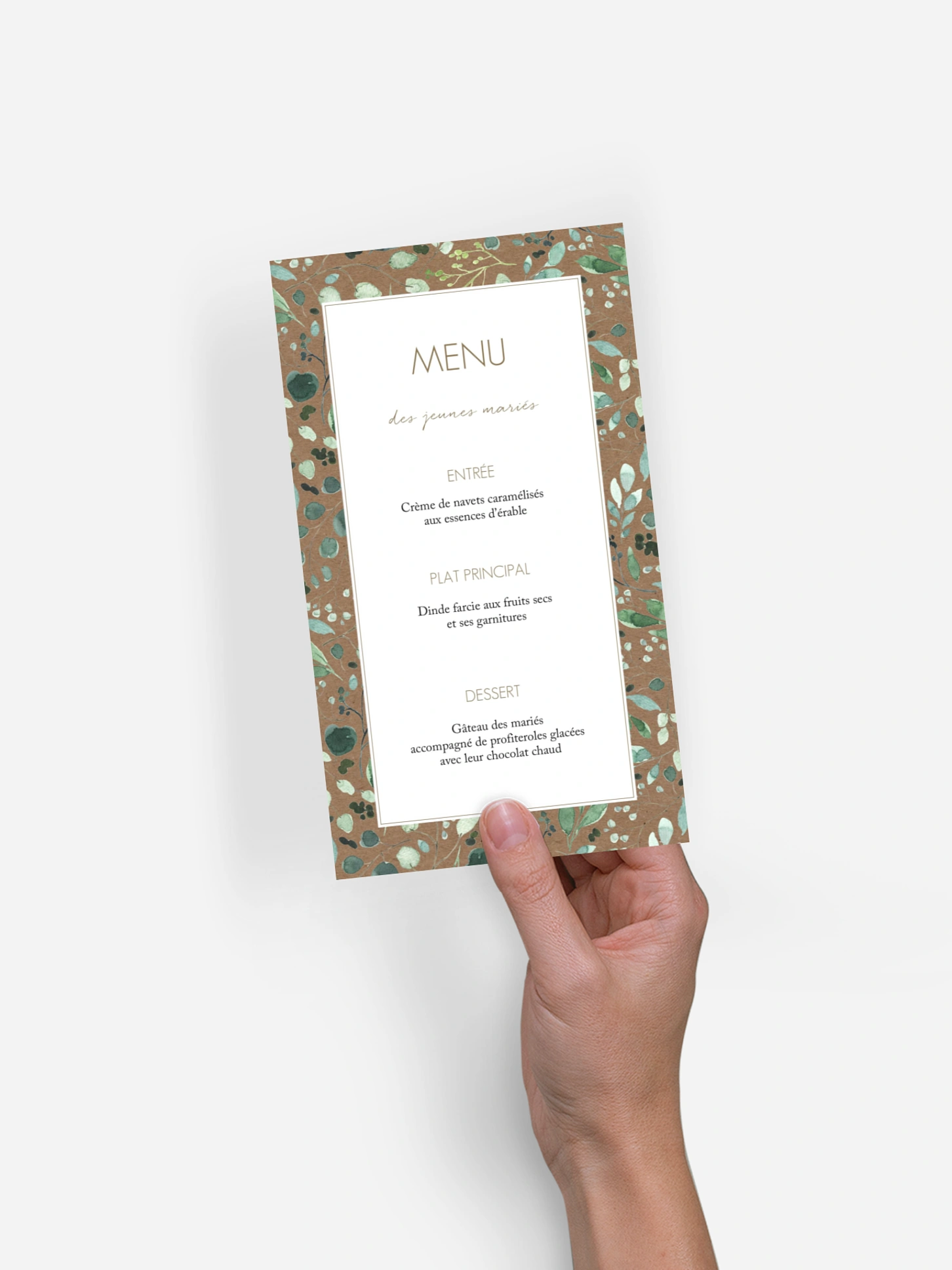 Menu mariage All the greenery effet kraft