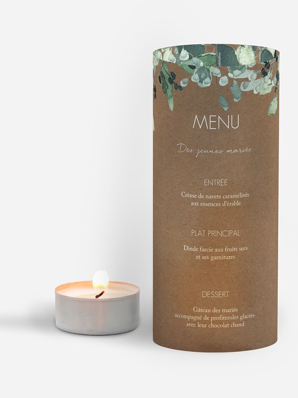 Menu mariage All the greenery effet kraft