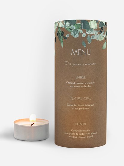 Menu mariage All the greenery effet kraft