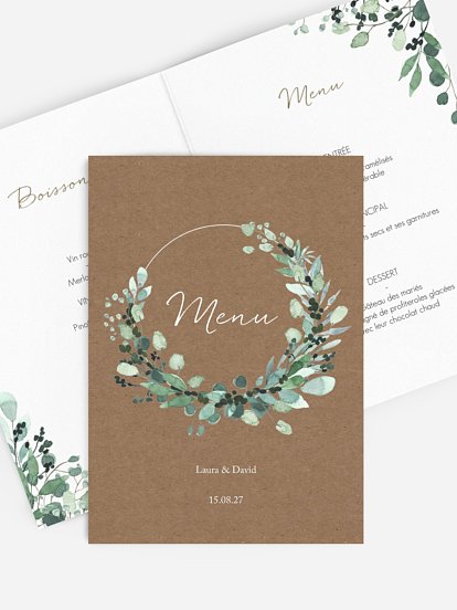 Menu mariage All the greenery effet kraft
