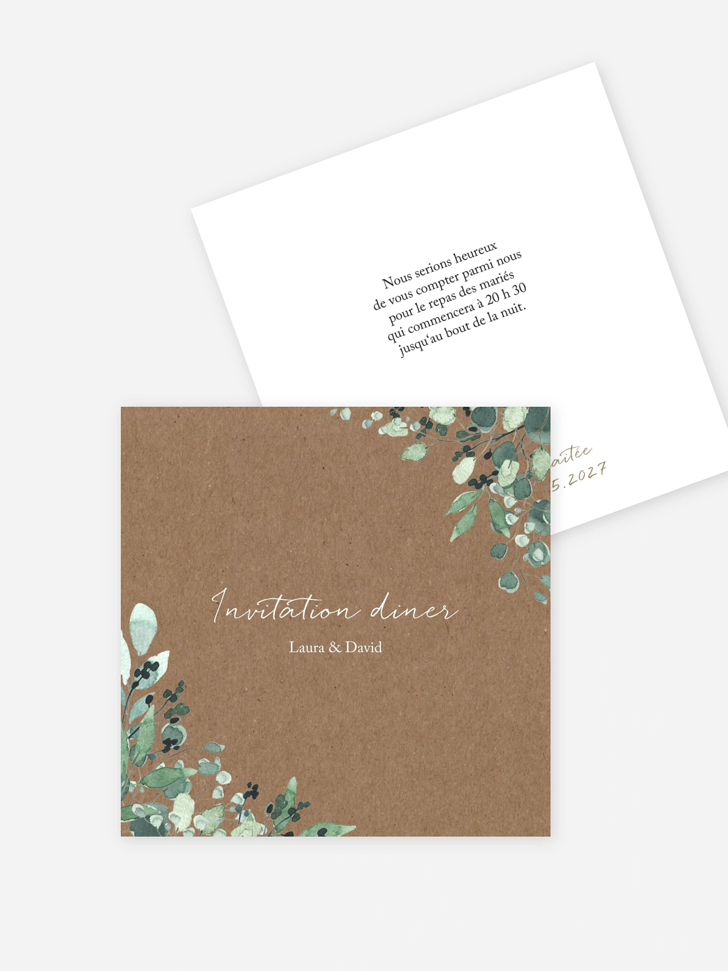 Carton d'invitation All the greenery effet kraft