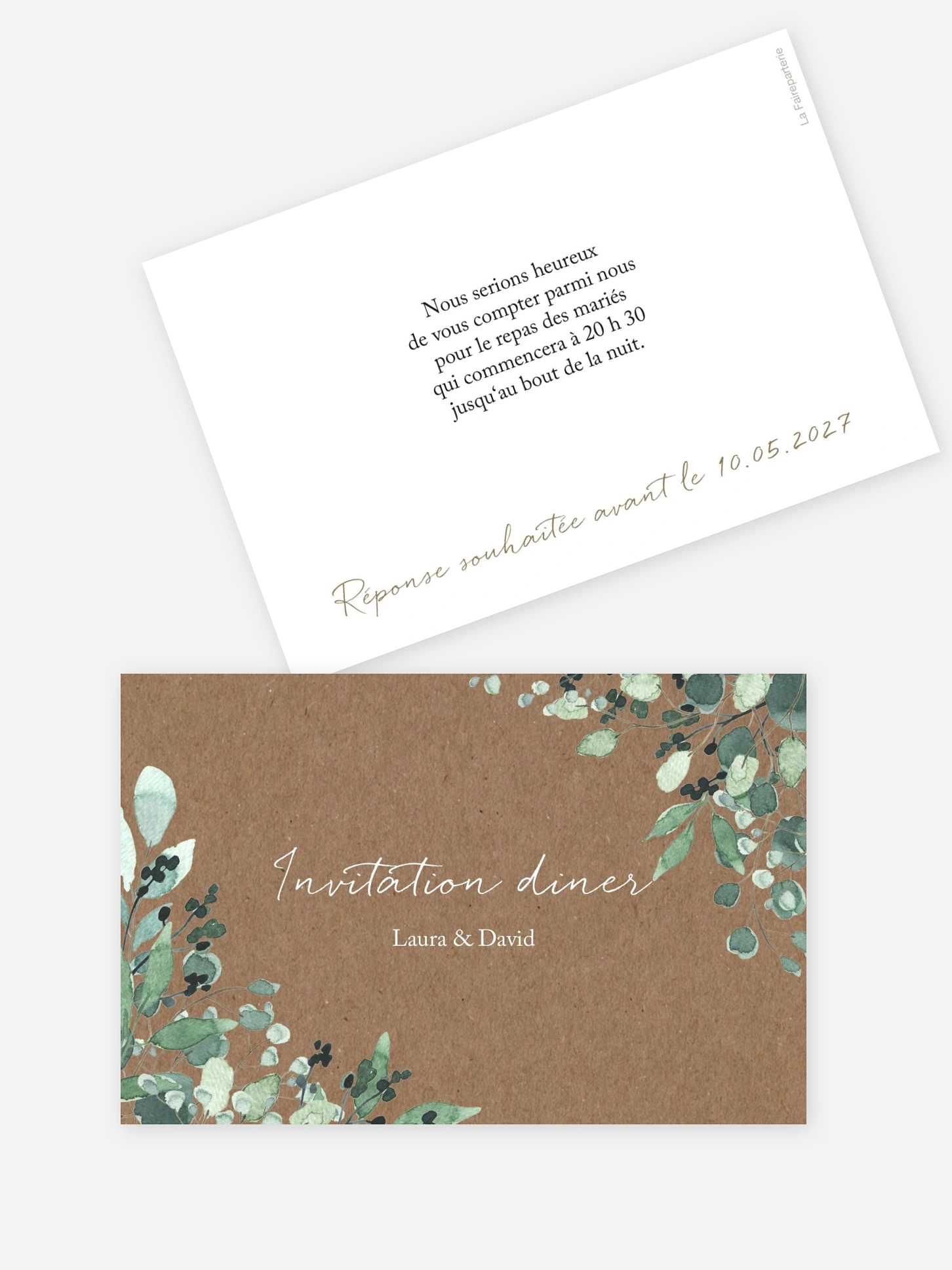 Carton d'invitation All the greenery effet kraft